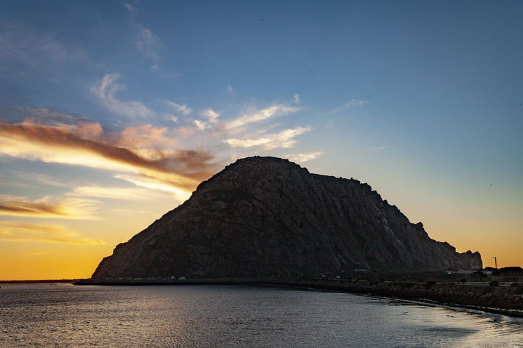 Scenic view of morro bay state park during sunset.