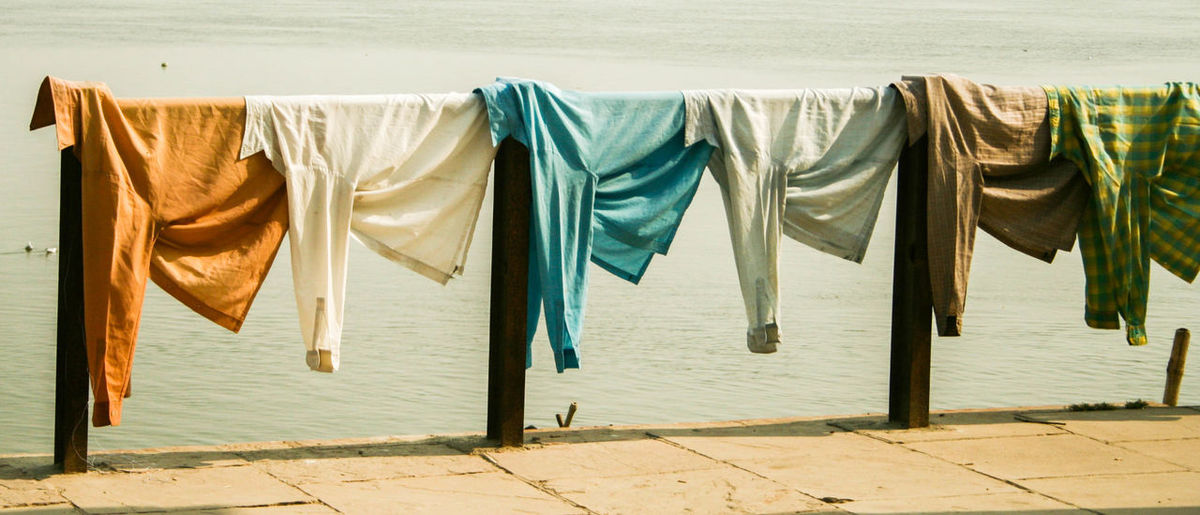 Close-up of clothes drying