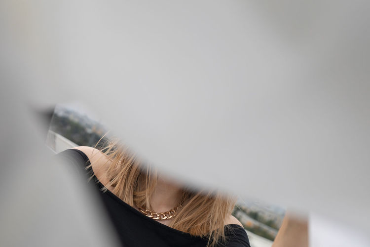Close-up portrait of a woman in the dark