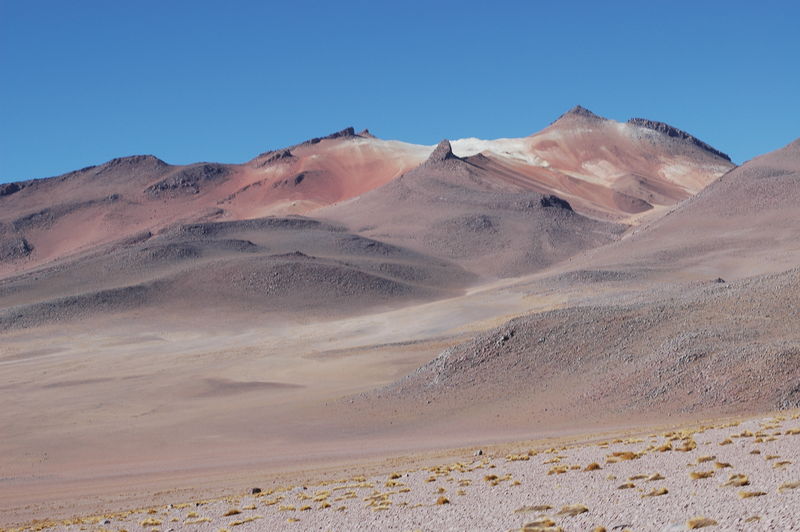 Atacama desert mountains blue sky colorfull brown blue