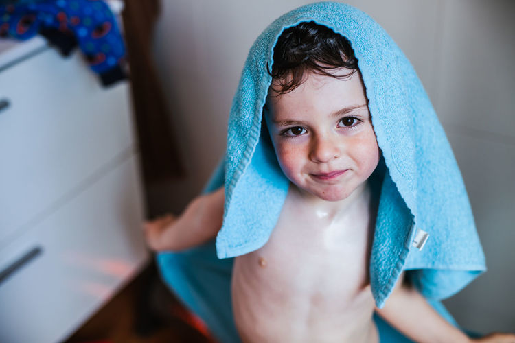 Bathing child at home