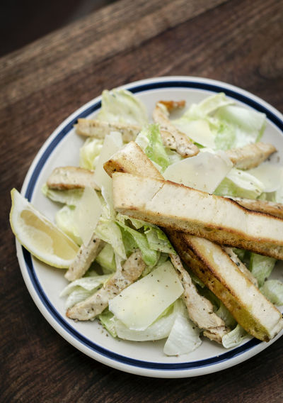 Close-up of food in plate on table