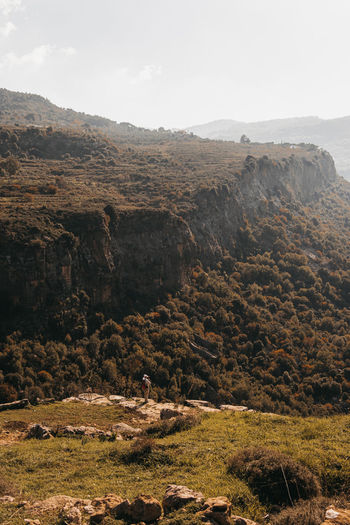 A hiker looking at the view in mazraat el chouf in lebanon