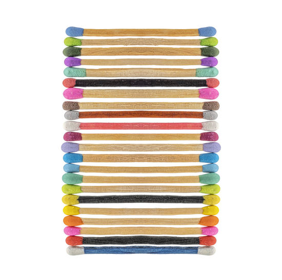 Matchsticks various colors on white background