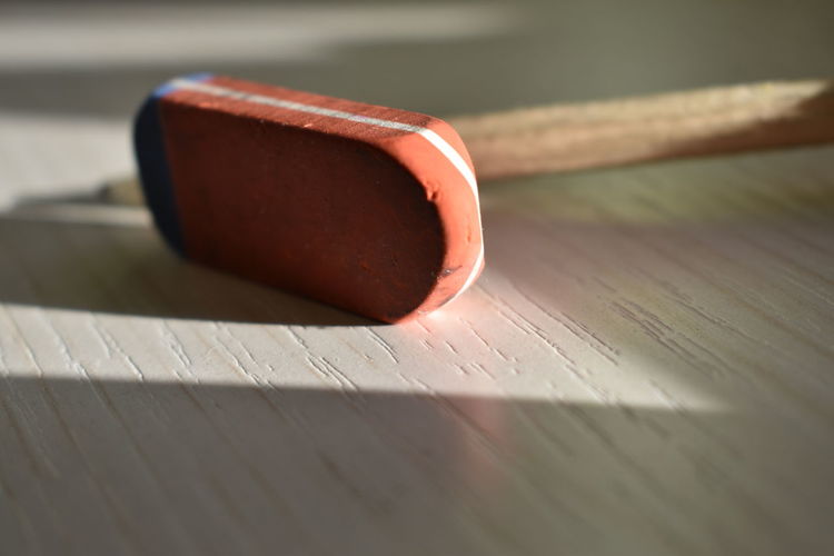 Close-up if eraser on table