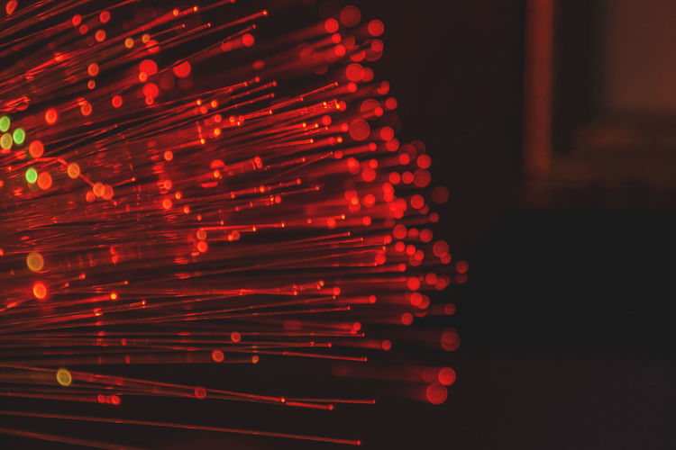 Defocused image of illuminated fiber optics