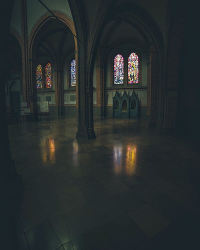 Interior of illuminated building