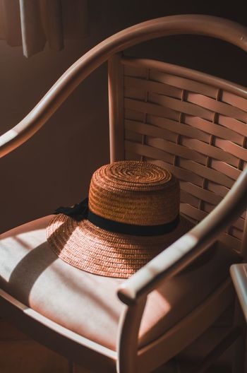 Hat on chair at home