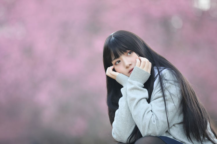Portrait of girl standing in winter
