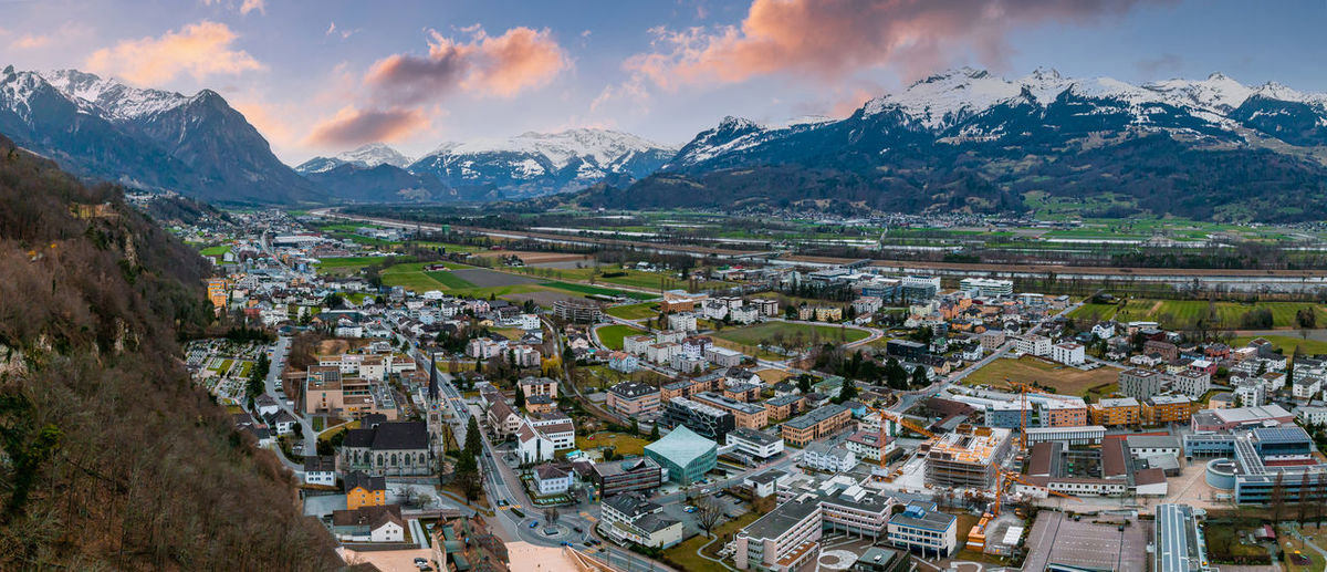 Aerial view of vaduz, the capital of liechtenstein