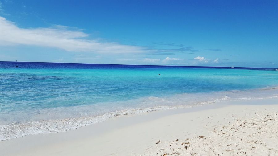 Scenic view of sea against blue sky