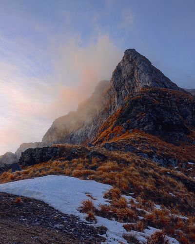 Scenic view of mountain against sky