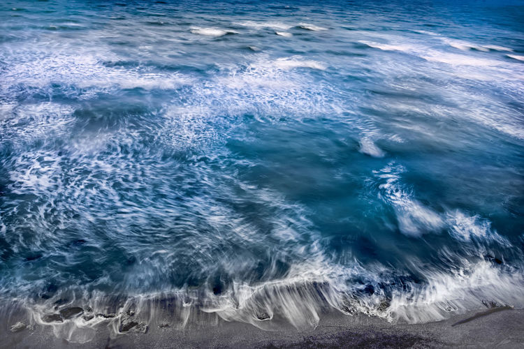Long exposure image of waves at beach
