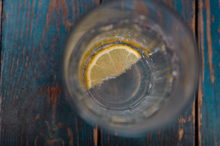 Directly above shot of glass on table
