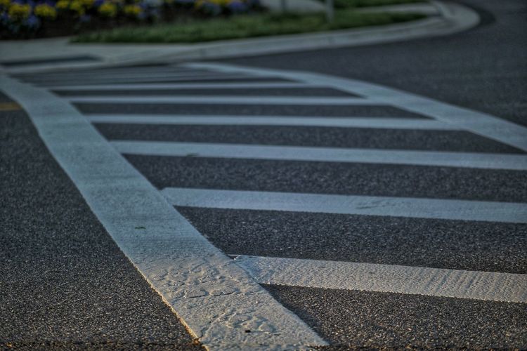 High angle view of zebra crossing on road