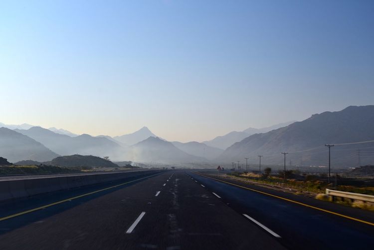 Highway leading towards mountains