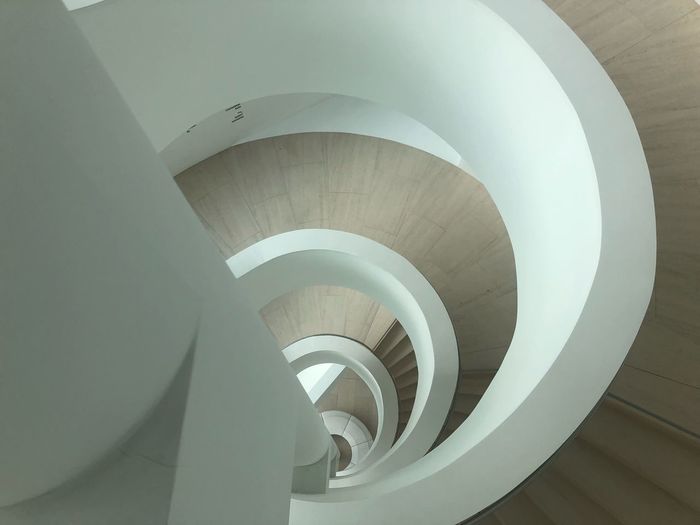 Directly below shot of spiral staircase