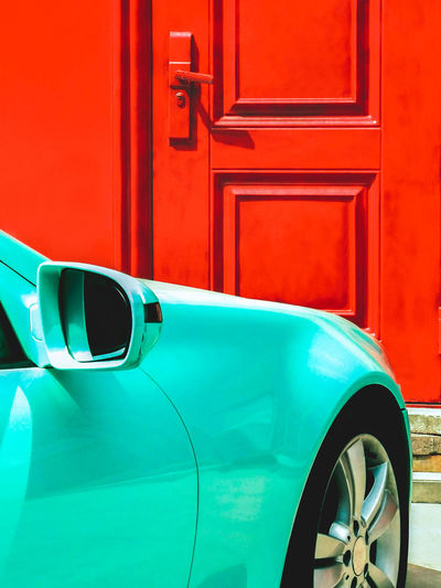 Close-up of red car door