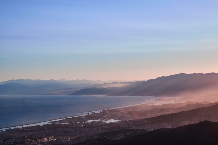 Scenic view of sea against sky during sunset