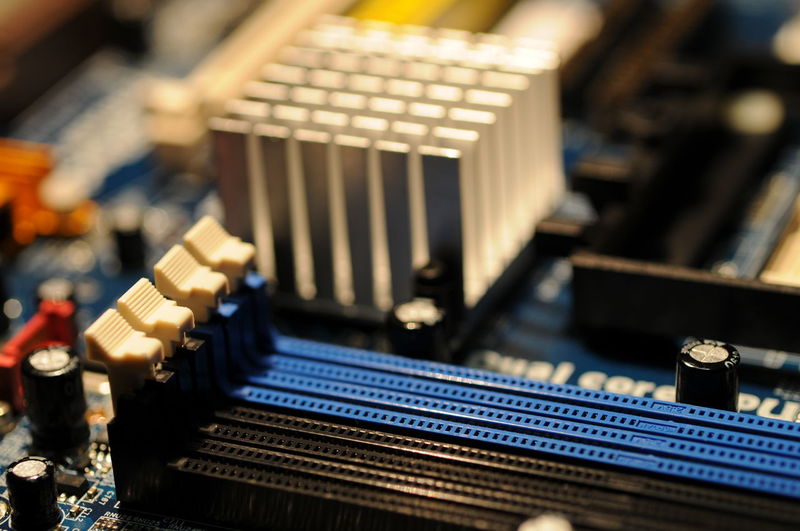 High angle view of mother board