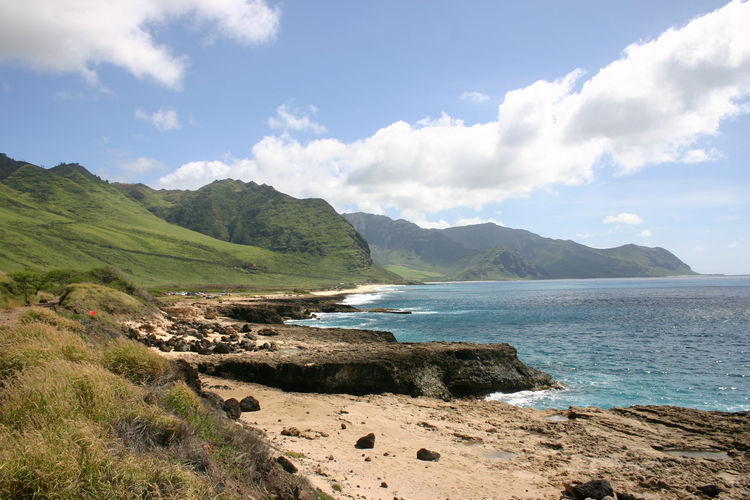 Scenic view of sea against cloudy sky