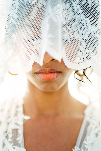 portrait of young woman with face