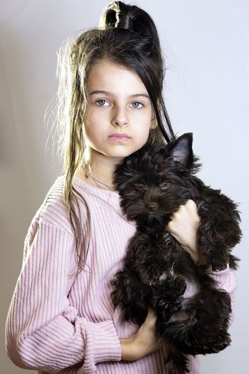 7 year old girl and her dog