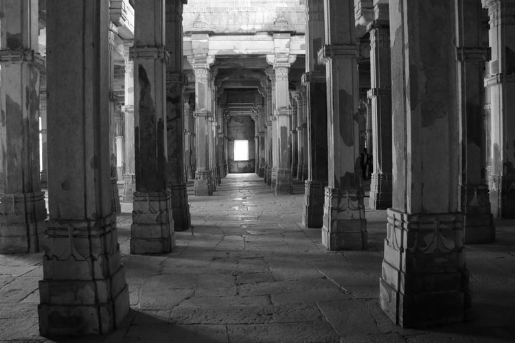 Empty corridor in old mosque