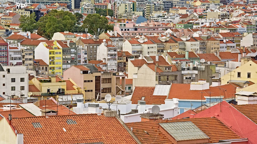 High angle view of townscape