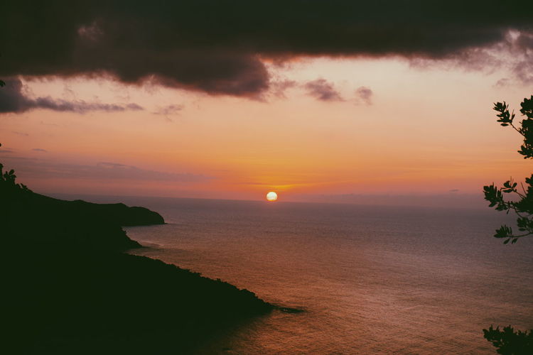 Scenic view of sea at sunset