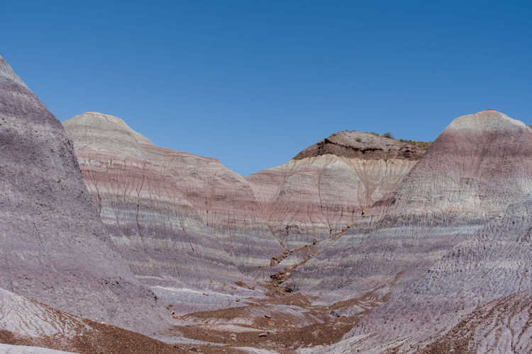 Landscape of badland hills at blue mesa in petrified forest national park in arizona