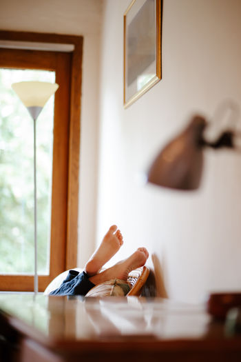 Feet up in a cottage. travel relaxation close to nature