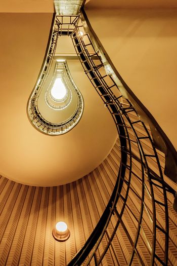 Directly below shot of illuminated staircase 