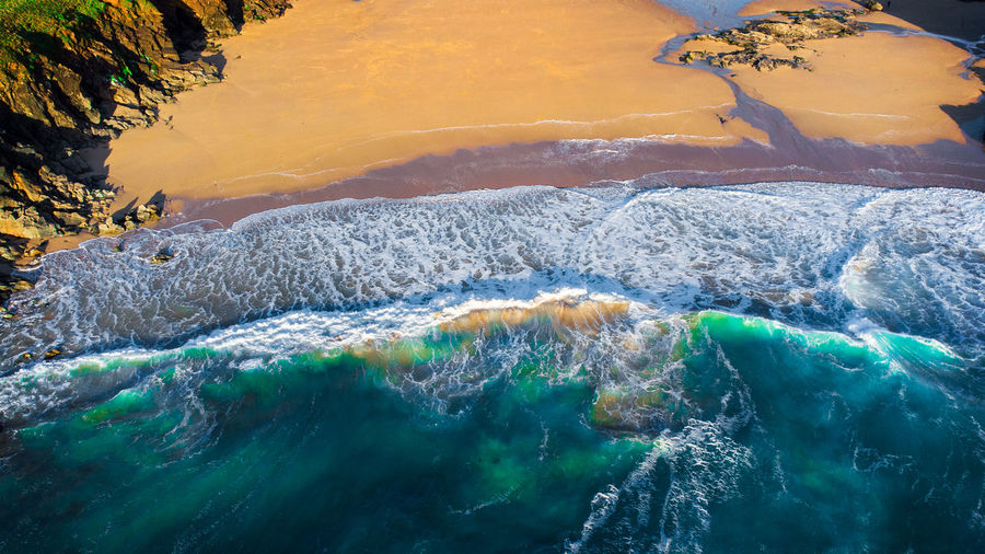 Aerial view of sea and waves