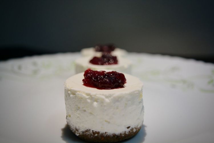 Close-up of blueberry cheesecake