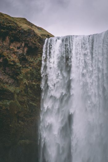 Bottom view of skógafoss waterfall, iceland 