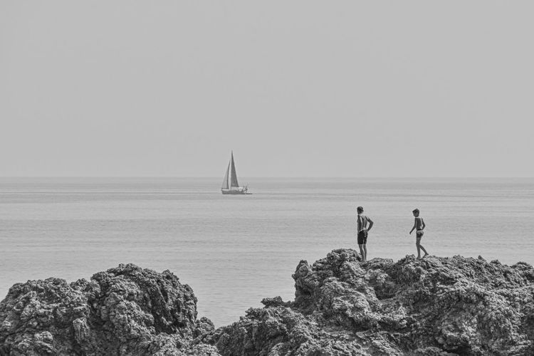 Scenic view of sea against clear sky