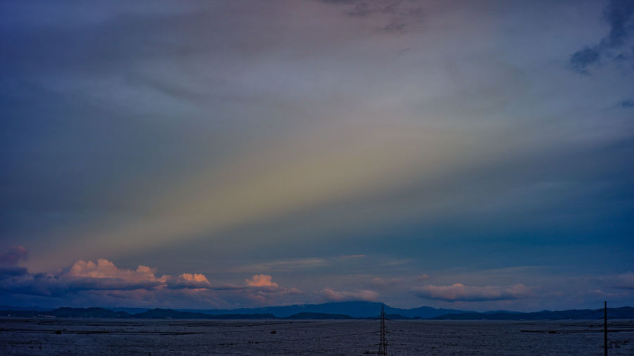 Scenic view of sea against sky at sunset