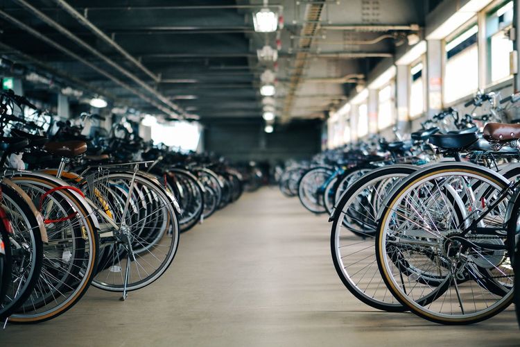 Interior of bicycle parking lot