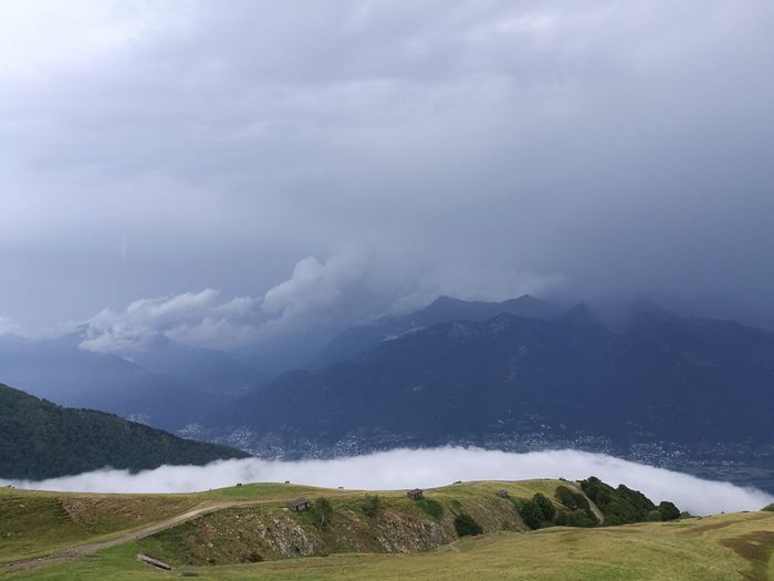 Scenic view of mountains against sky
