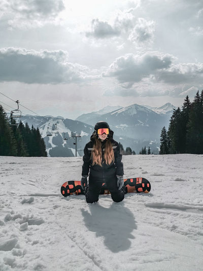 Snowboarding in the french alps.