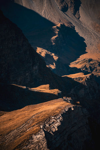 Game of light and shadow in the mountains of the austrian alps near gastein, salzburg.