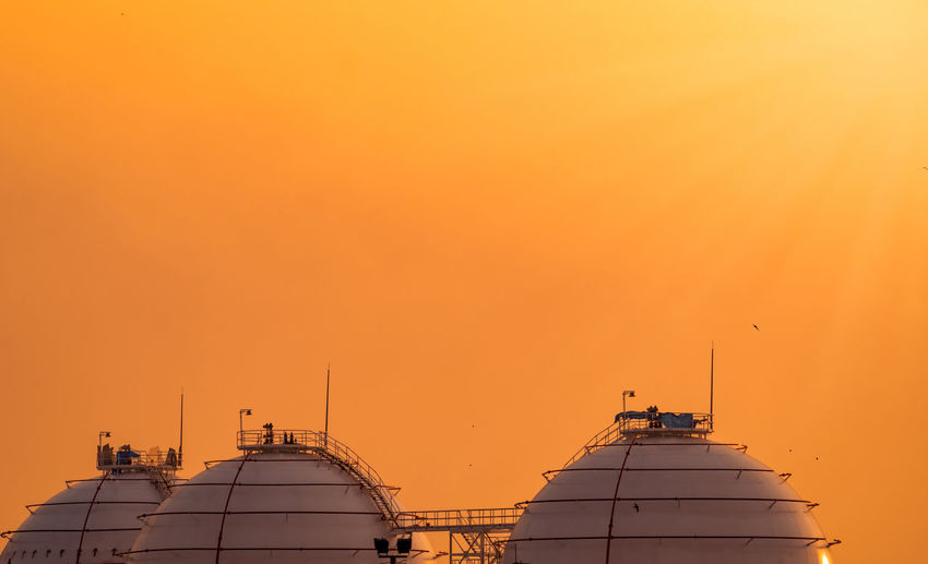Industrial gas storage tank. lng or liquefied natural gas storage tank. spherical gas tank.