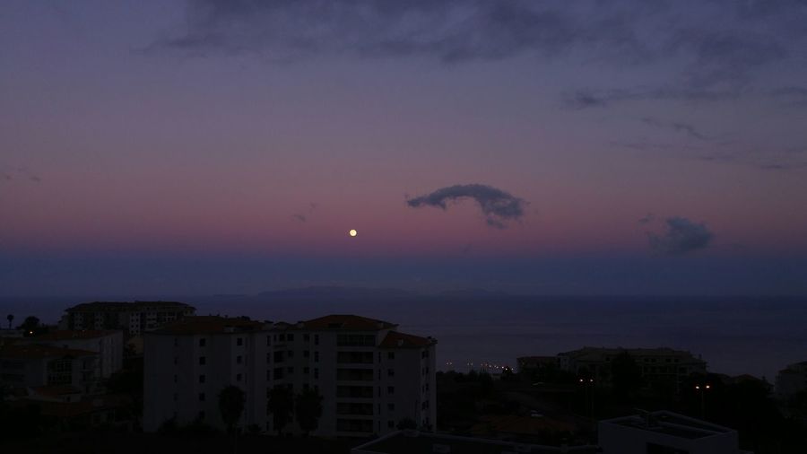 View of cityscape at dusk