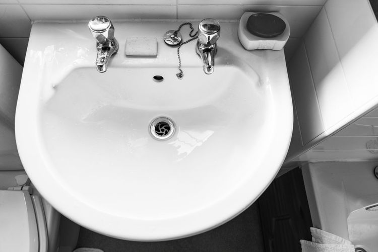 Directly above shot of bathroom sink at home