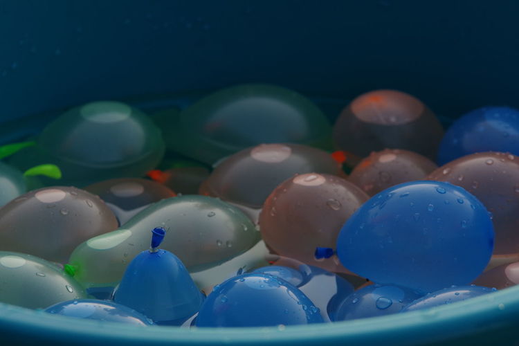 Close-up of multi colored waterwater balloons 