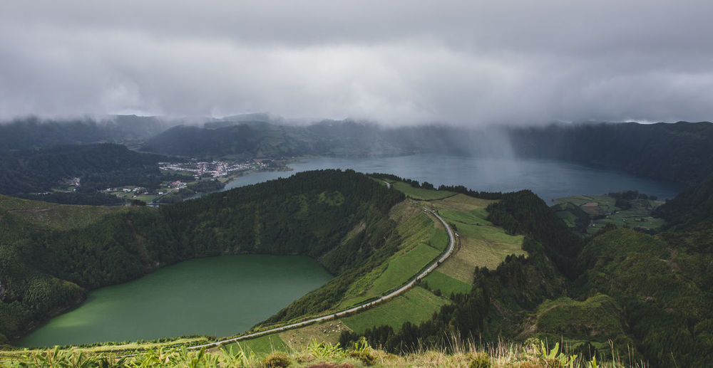 Scenic view of mountains against sky