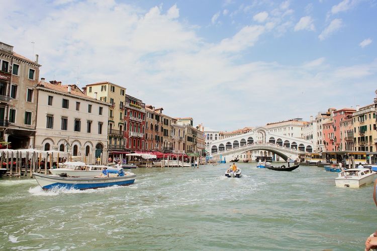 View of boats in venice canal