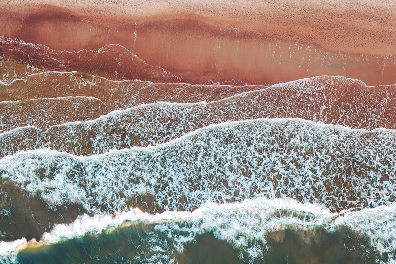 Aerial view of waves in sea
