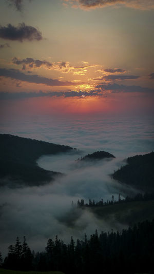 Scenic view of dramatic sky during sunset